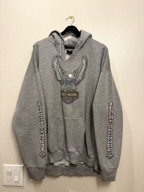 1999 Vintage Harley Davidson Chrome Eagle Biker Hoodie XL 26x28
